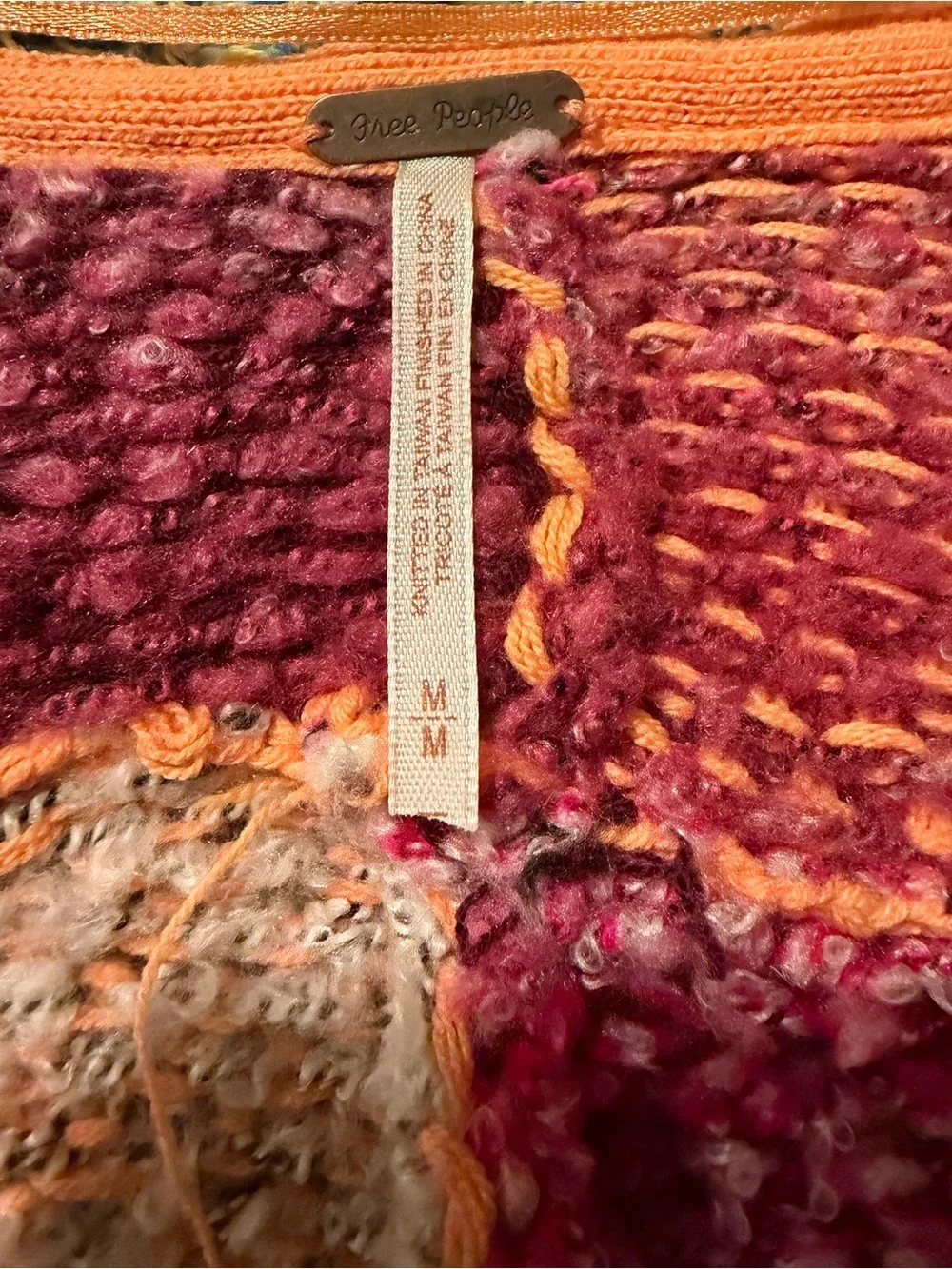 Free People Multicolor Open-Front Knit Cardigan - Pink & Teal - Picture 3 of 4